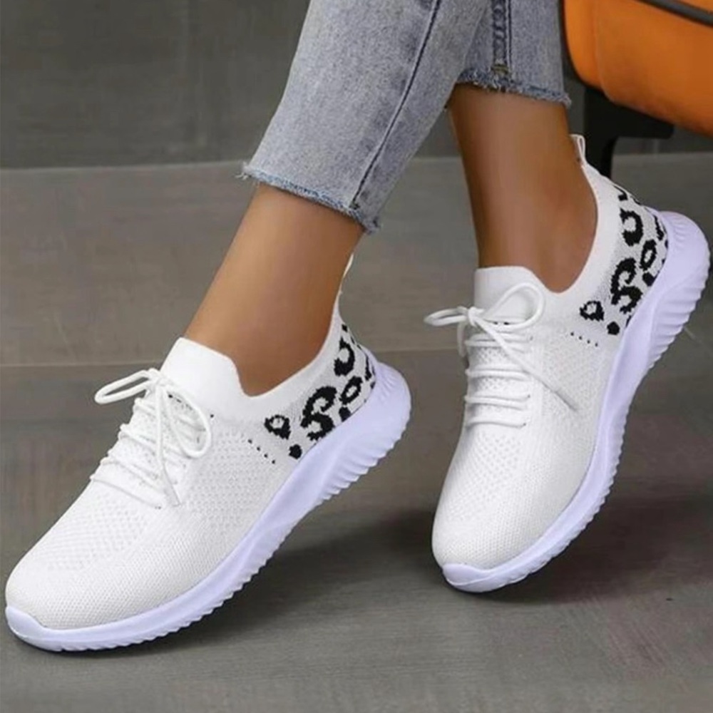 Leopard Print Lace up Low Top Sneakers - Picture 4 of 4
